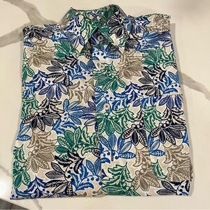 Alan Flusser men's short sleeve button down shirt size medium floral resort wear